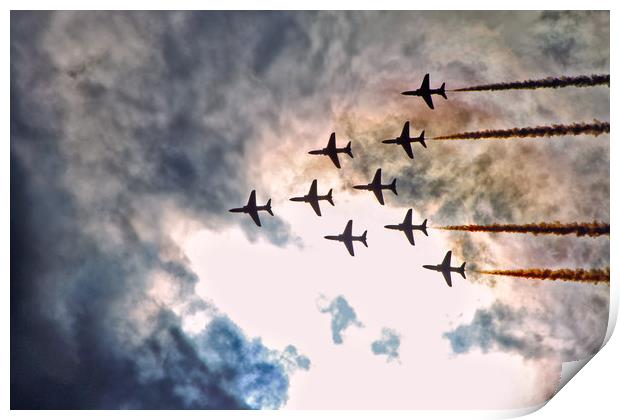 Red Arrows & Rain Clouds. Print by Becky Dix