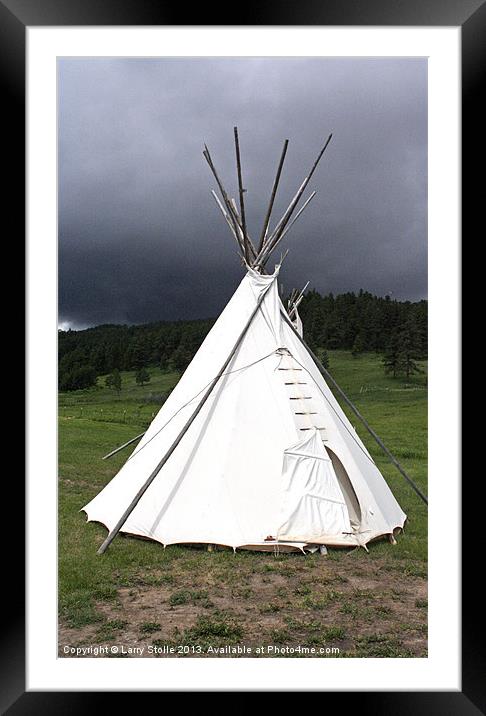 Tepee in Montana Framed Mounted Print by Larry Stolle