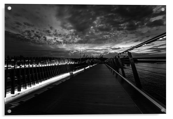 Poole's Twin Sails Bridge at Night Acrylic by Daniel Rose