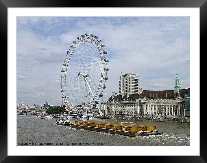 Heavy load on the River Thames. Framed Mounted Print by Lilian Marshall