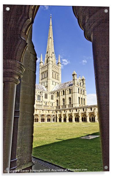 Norwich Cathedral from the Cloisters Acrylic by Darren Burroughs