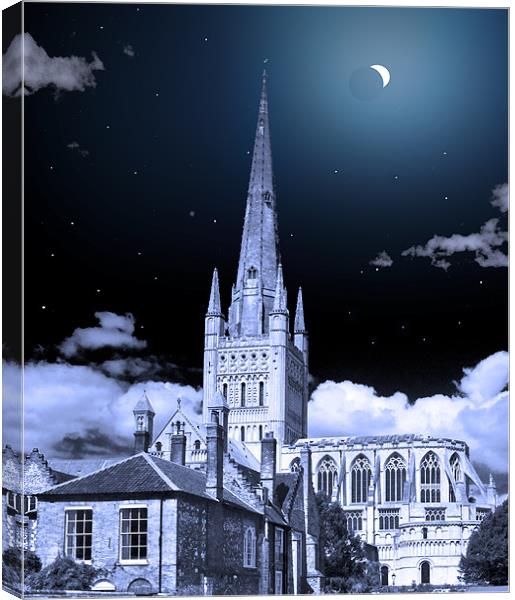 NORWICH CATHEDRAL ECLIPSE Canvas Print by Darren Burroughs