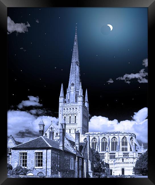 NORWICH CATHEDRAL ECLIPSE Framed Print by Darren Burroughs