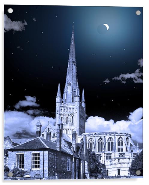 NORWICH CATHEDRAL ECLIPSE Acrylic by Darren Burroughs