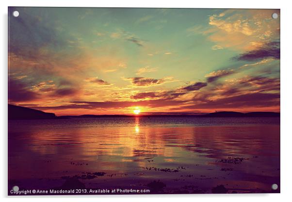Stunning Shetland Sunset Acrylic by Anne Macdonald