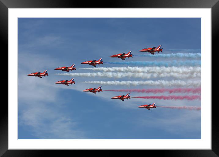 RAF Red Arrows Framed Mounted Print by Phil Clements