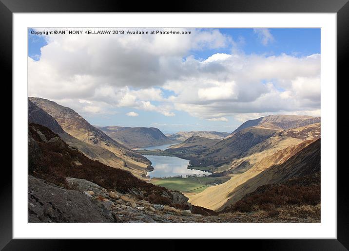 BUTTERMERE FROM HAYSTACKS Framed Mounted Print by Anthony Kellaway