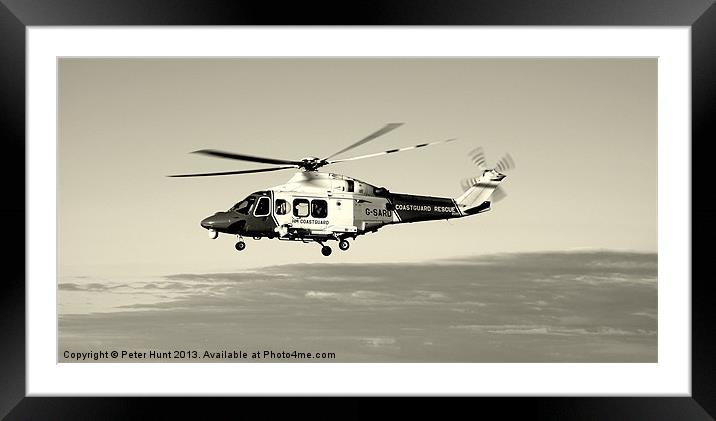 Coastguard Rescue Helicopter Framed Mounted Print by Peter F Hunt