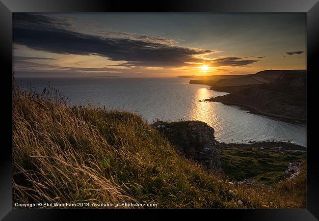 Sunset from the clifftop Framed Print by Phil Wareham