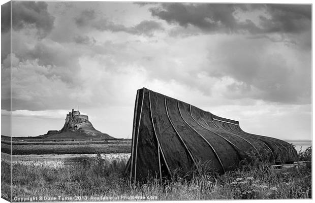 Fishermans Shed and Lindisfarne Castle Canvas Print by Dave Turner