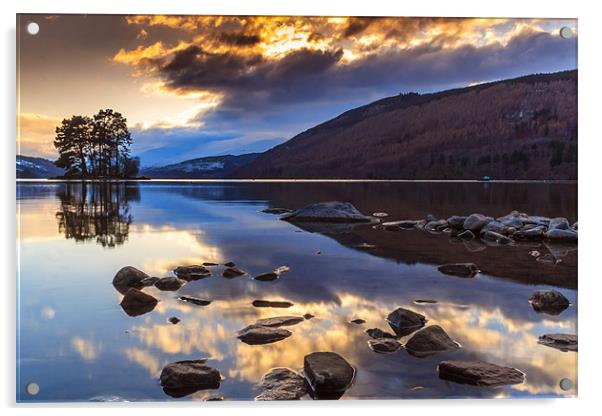Loch Tay winter sunset Acrylic by Archie Mclaren