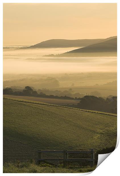 Autumn Mist - Sussex Weald Print by Malcolm McHugh