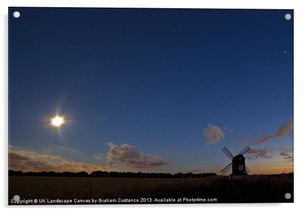 Moonlit Windmill Acrylic by Graham Custance