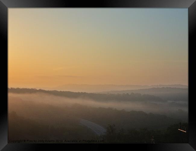 Sunrise in the Fog Framed Print by Pics by Jody Adams