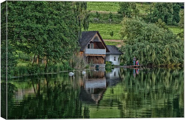 house at the pond Canvas Print by Jo Beerens