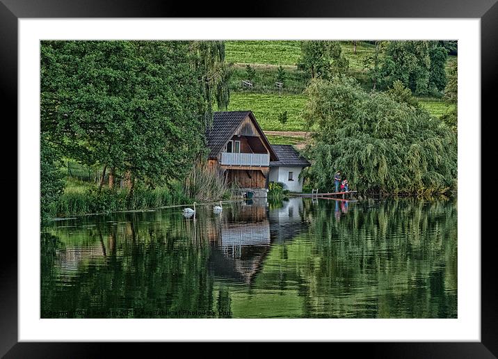 house at the pond Framed Mounted Print by Jo Beerens