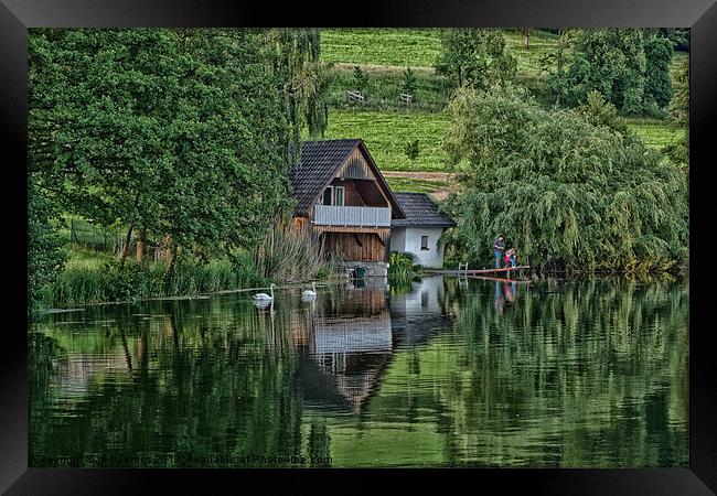 house at the pond Framed Print by Jo Beerens