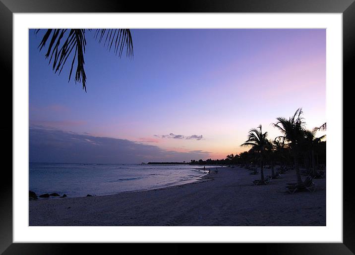 Walking in the beach sunset Framed Mounted Print by Roberto Cardoso