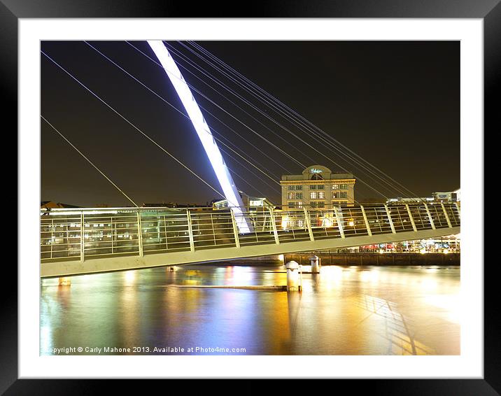 Millennium Bridge at Night Framed Mounted Print by Carly Mahone