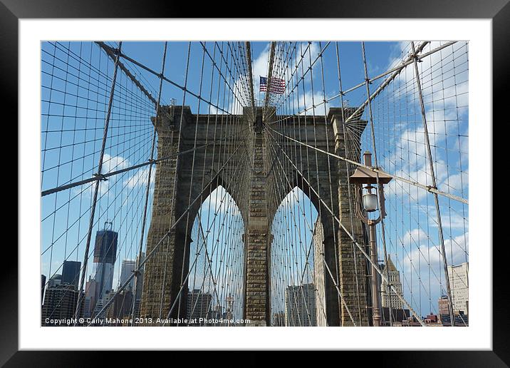 Brooklyn Bridge New York Framed Mounted Print by Carly Mahone