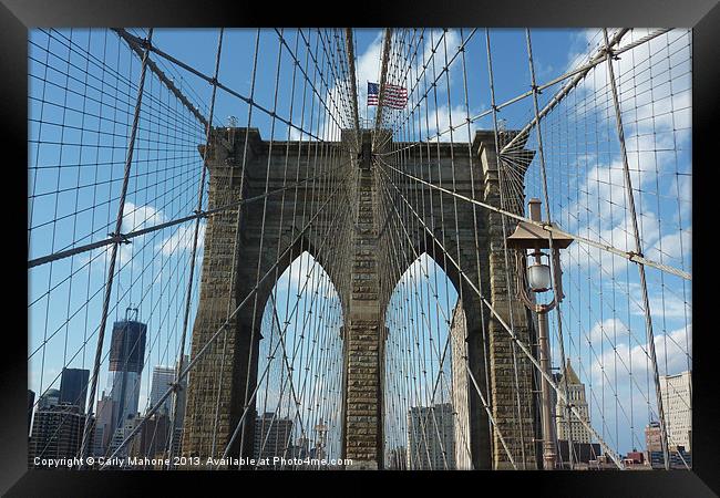 Brooklyn Bridge New York Framed Print by Carly Mahone