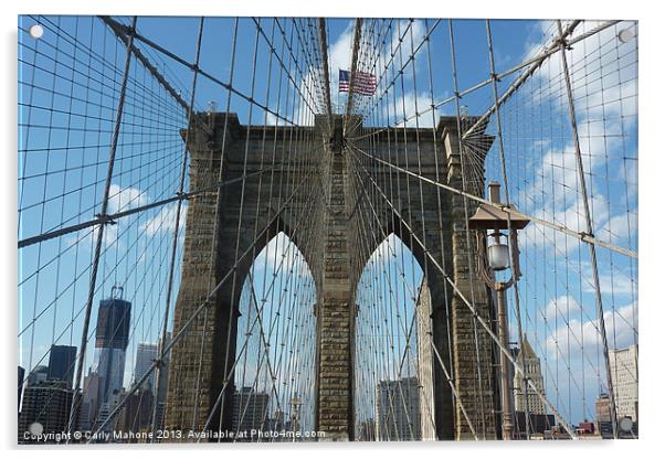 Brooklyn Bridge New York Acrylic by Carly Mahone
