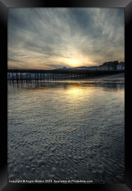 Beach Sunset Framed Print by Angie Morton