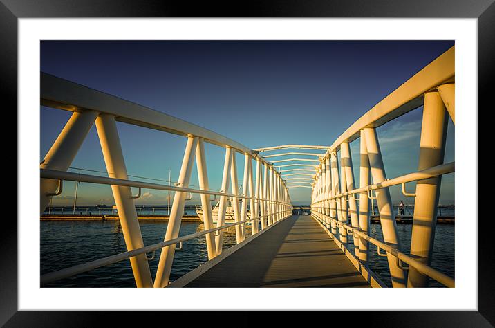 Pontoon Bridge at Sunset Framed Mounted Print by Ian Johnston  LRPS