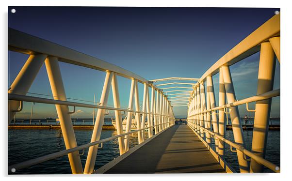 Pontoon Bridge at Sunset Acrylic by Ian Johnston  LRPS