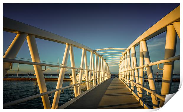 Pontoon Bridge at Sunset Print by Ian Johnston  LRPS
