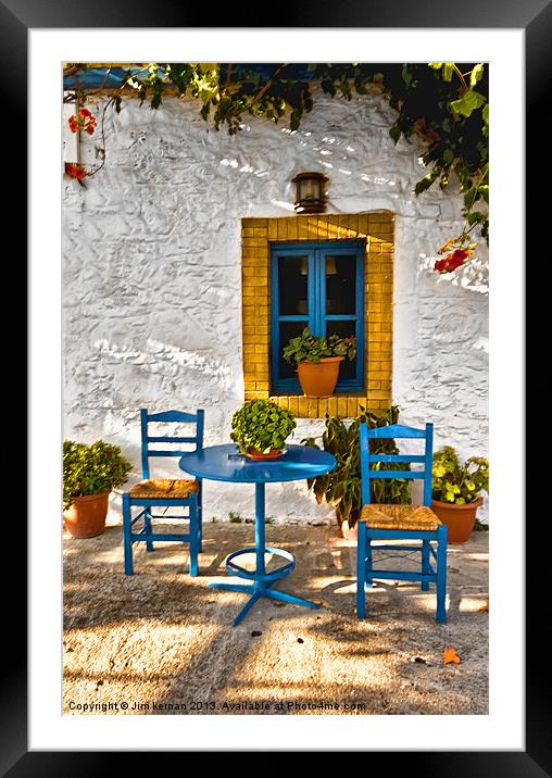 Greek Taverna Framed Mounted Print by Jim kernan