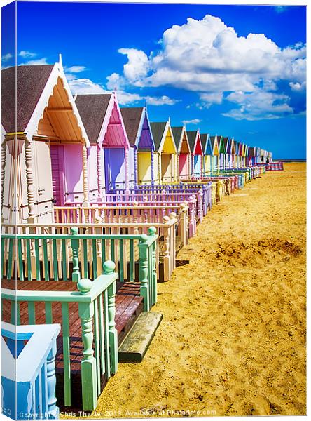 Pastel Beach Huts 2 Canvas Print by Chris Thaxter