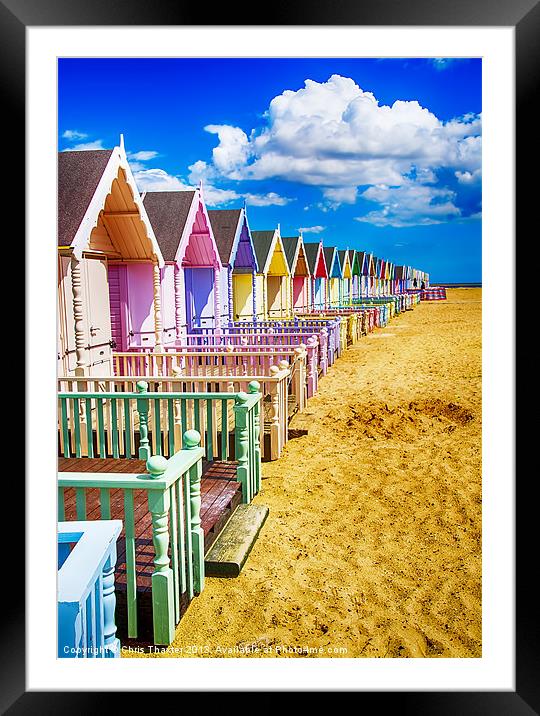 Pastel Beach Huts 2 Framed Mounted Print by Chris Thaxter