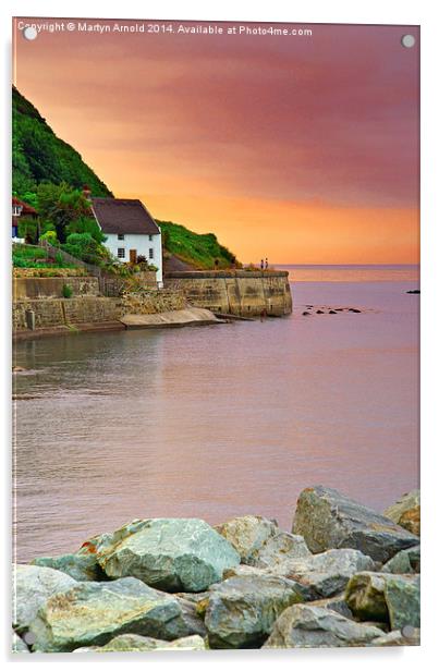 Evening over Runswick Bay Cottage North Yorkshire Acrylic by Martyn Arnold