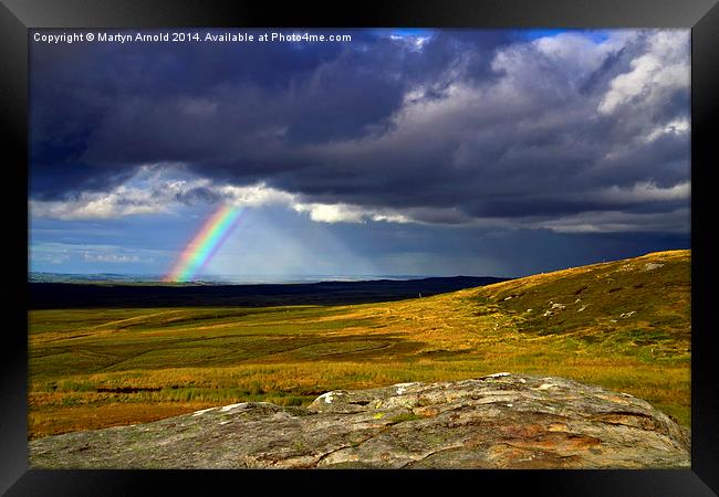 Rainbow over Yorkshire Moors - Tann Hill Framed Print by Martyn Arnold