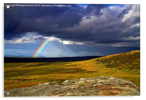Rainbow over Yorkshire Moors - Tann Hill Acrylic by Martyn Arnold