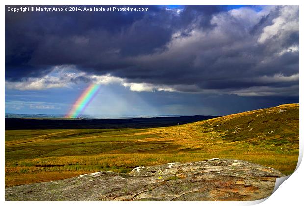 Rainbow over Yorkshire Moors - Tann Hill Print by Martyn Arnold