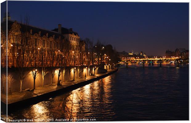 River Seine at Night Canvas Print by Mark Hobson
