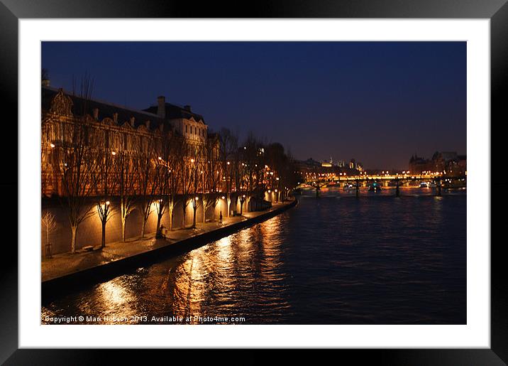 River Seine at Night Framed Mounted Print by Mark Hobson