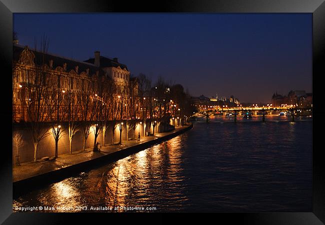 River Seine at Night Framed Print by Mark Hobson