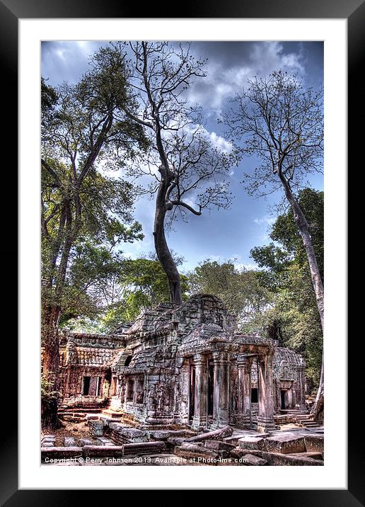 Ruin with tree Framed Mounted Print by Perry Johnson