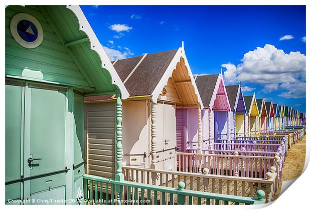 Pastel Beach Huts 3 Print by Chris Thaxter