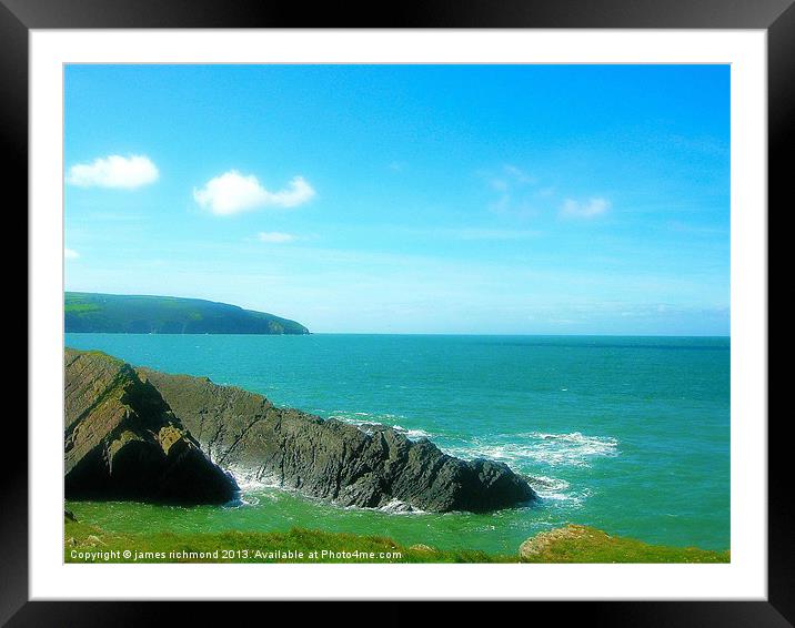 Black Rocks of Cardigan Bay Framed Mounted Print by james richmond