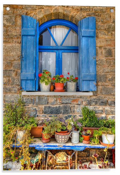 A Cretan Window Acrylic by Jonathan Parkes