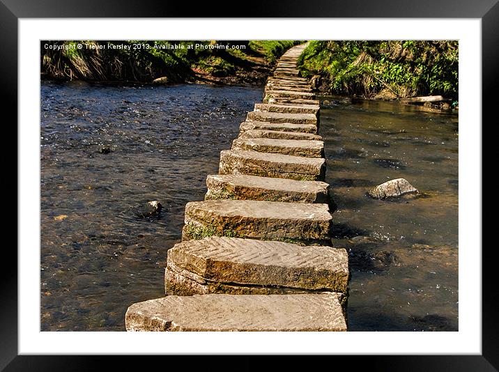 Stepping Stones at Lealholm Framed Mounted Print by Trevor Kersley RIP