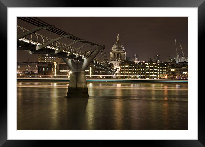 Millenium Bridge & St pauls Cathedral Framed Mounted Print by Malcolm Smith
