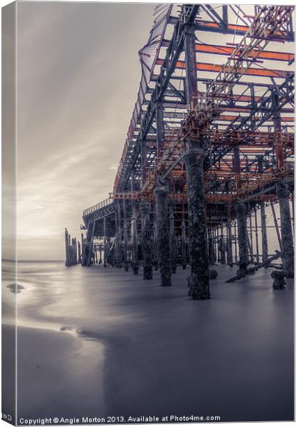 Rusted Pier Canvas Print by Angie Morton