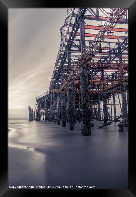 Rusted Pier Framed Print by Angie Morton