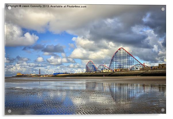 Big One Reflections At Blackpool Acrylic by Jason Connolly