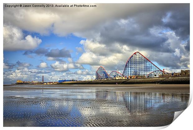 Big One Reflections At Blackpool Print by Jason Connolly